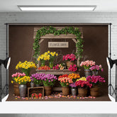 Lofaris Sweet Boho Wood Flower Shop Photo Spring Backdrop